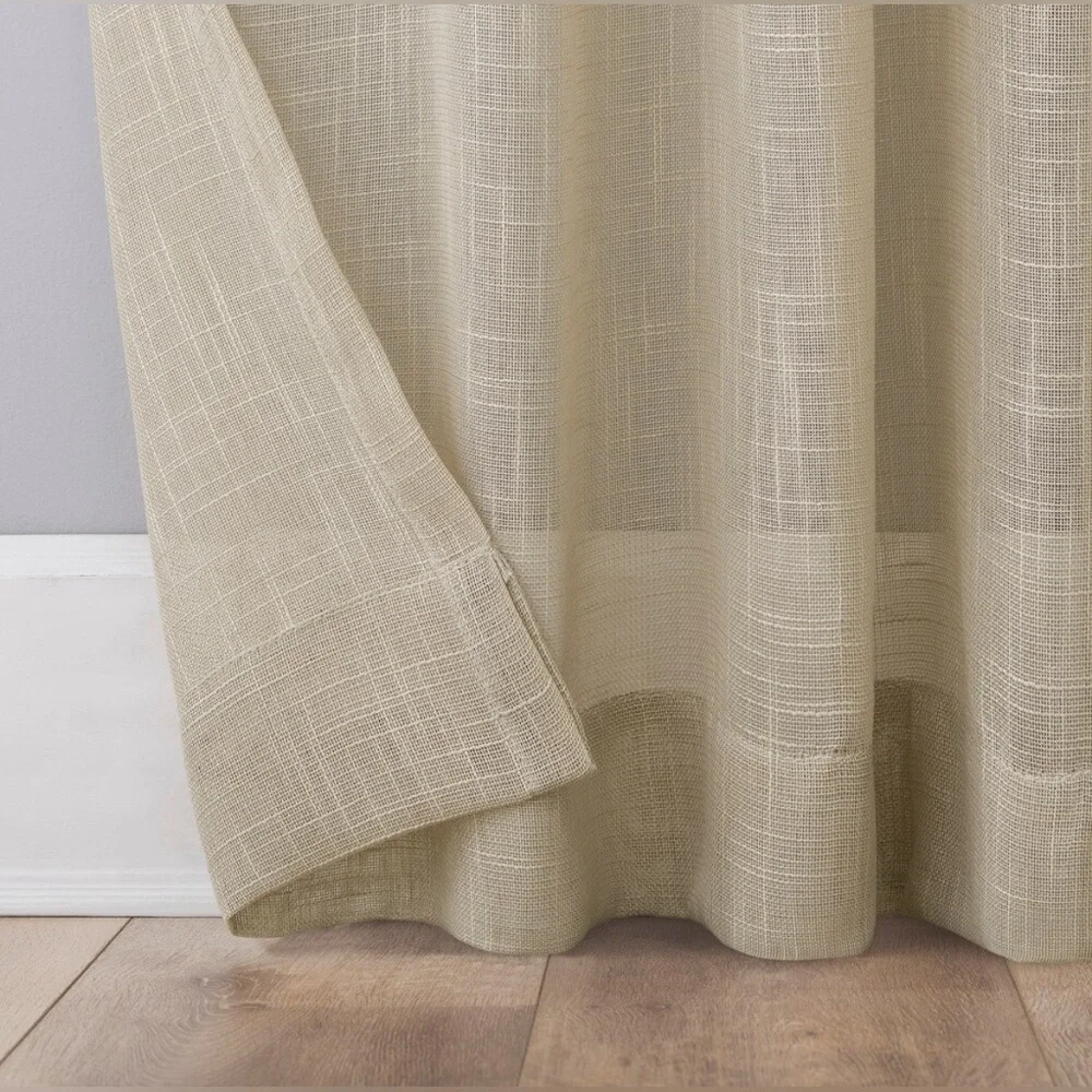 No 918 Ceri Linen Semi-Sheer Light Filtering Texture Tab Top Curtain 84”x50” New